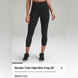 Lululemon Wunder Train High-Rise Crop 23" BNWT